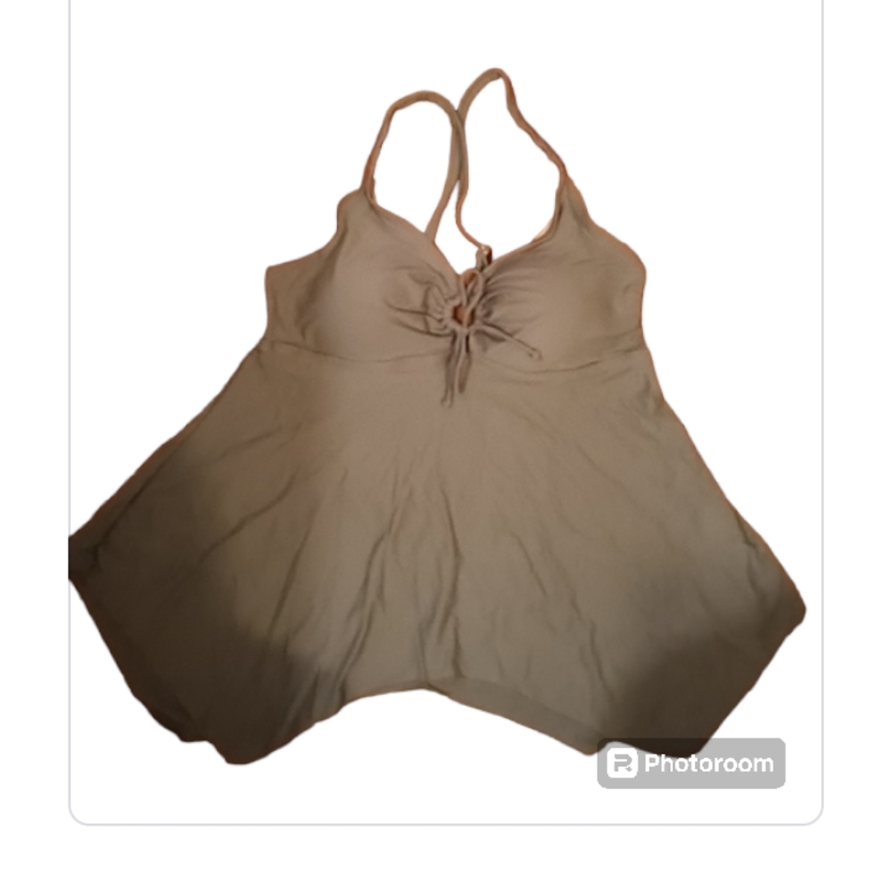 Flowy Spaghetti Strap padded Swim Top Olive Green